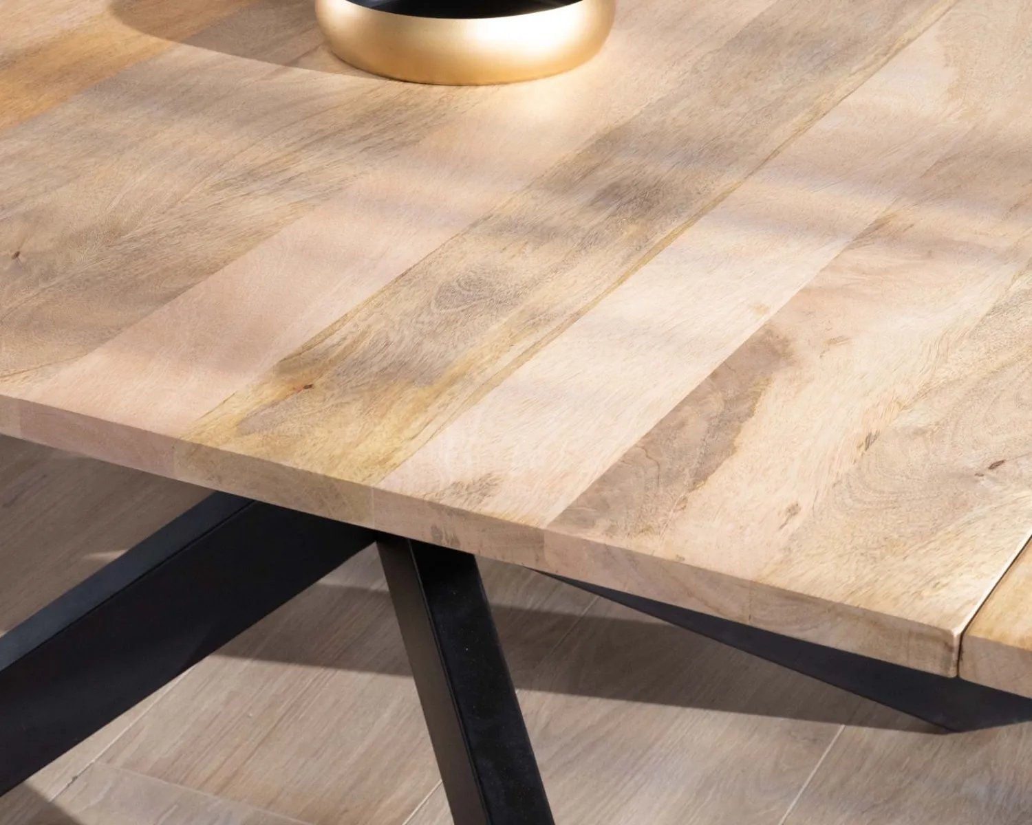 Meuble House Table de repas carrée 120x120cm style industriel manguier et métal "Haden" avec extensions New
