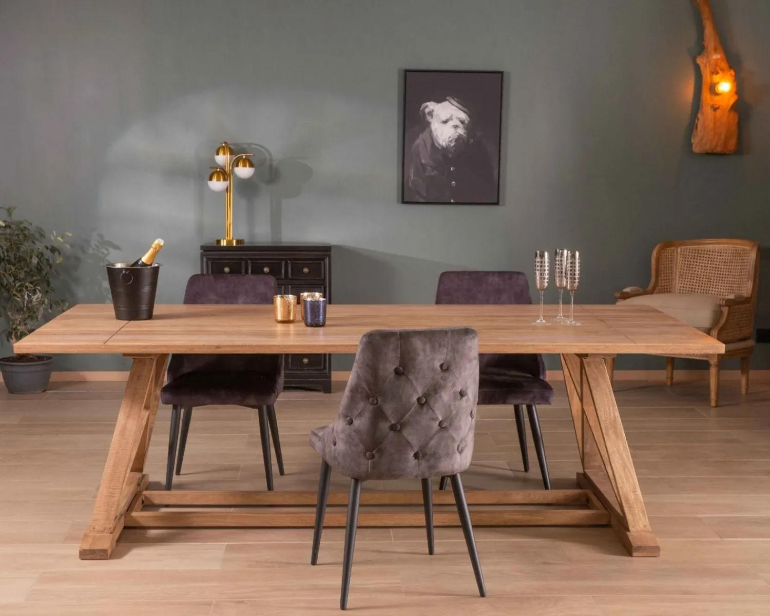 Meuble House Table de repas 240cm "Asia" bois massif et plateau rectangulaire Best