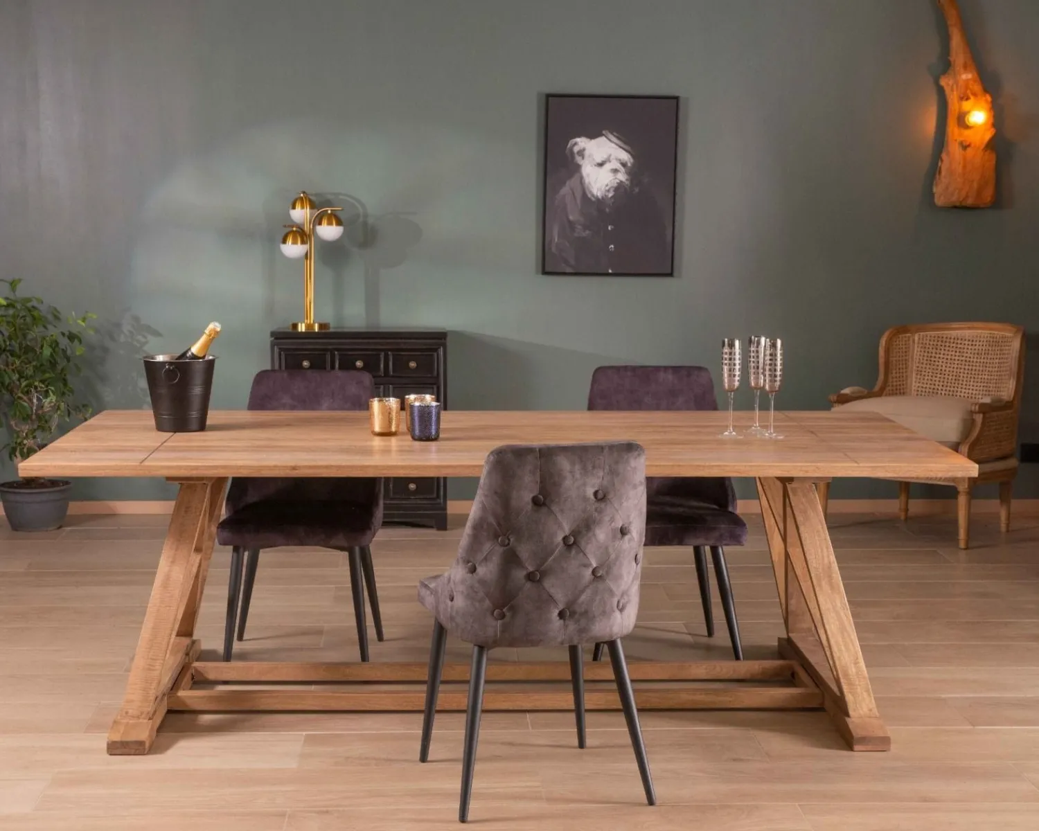 Meuble House Table de repas 240cm "Asia" bois massif et plateau rectangulaire Best