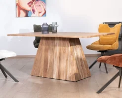 Meuble House Table de repas 175 cm design "Elki" en acacia avec pied central Discount