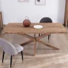 Meuble House Table de repas 180 cm plateau naturel et pieds croix "Enoa" 100% palissandre New