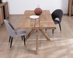 Meuble House Table de repas 180 cm plateau naturel et pieds croix 
