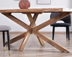 Meuble House Table de repas 180 cm plateau naturel et pieds croix 
