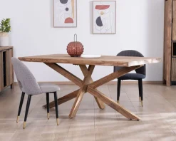 Meuble House Table de repas 180 cm plateau naturel et pieds croix 