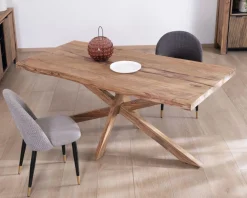 Meuble House Table de repas 180 cm plateau naturel et pieds croix 