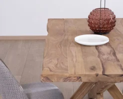 Meuble House Table de repas 180 cm plateau naturel et pieds croix 