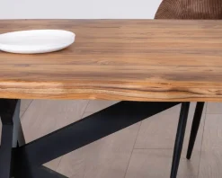 Meuble House Table de repas contemporaine en bois 200 cm "Olonie" pieds croisés en métal New