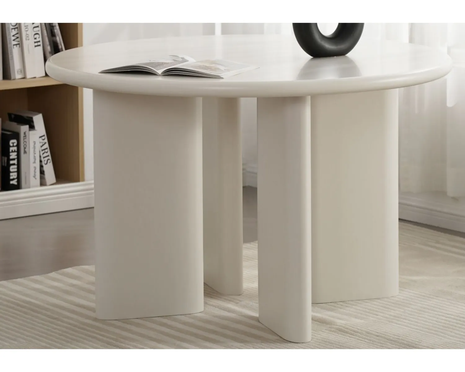 Meuble House Table de repas contemporaine ronde 120 cm coloris crème "Odyna" Online