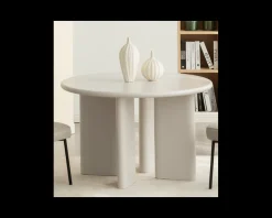 Meuble House Table de repas contemporaine ronde 120 cm coloris crème