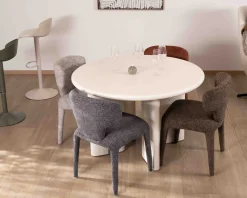 Meuble House Table de repas contemporaine ronde 120 cm coloris crème