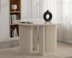 Meuble House Table de repas contemporaine ronde 120 cm coloris crème