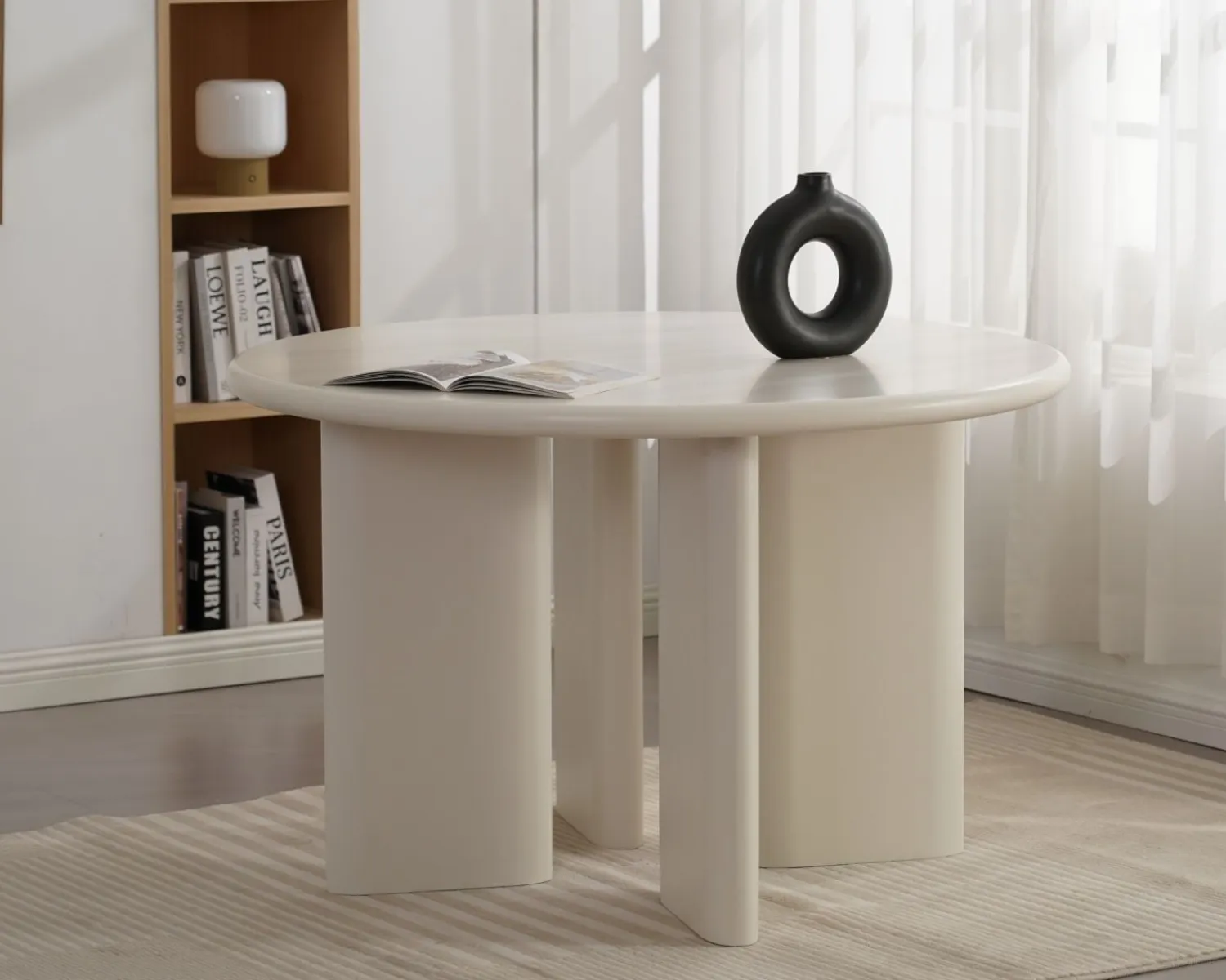 Meuble House Table de repas contemporaine ronde 120 cm coloris crème "Odyna" Online