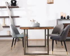 Meuble House Table de repas design en bois recyclé et pieds métal en U