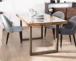 Meuble House Table de repas design en bois recyclé et pieds métal en U
