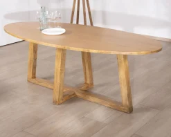 Meuble House Table de repas elliptique 220 cm en bois 