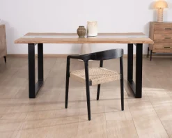 Meuble House Table de repas en acacia avec centre en verre