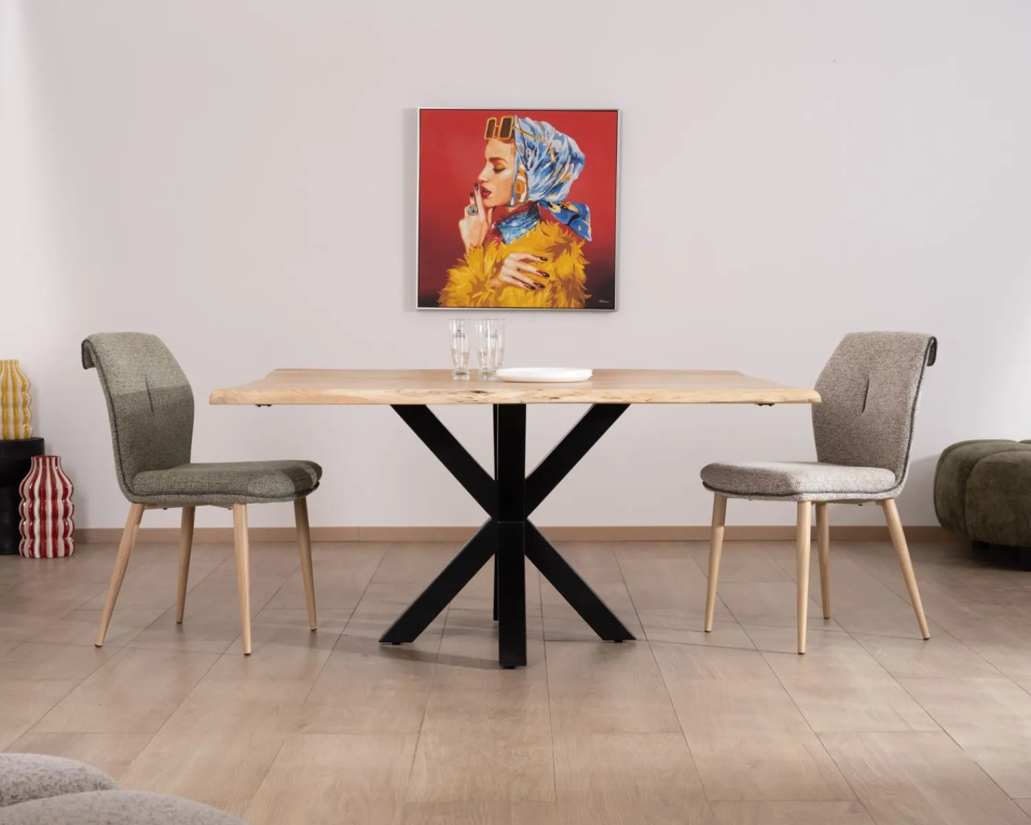 Meuble House Table de repas en acacia et pieds mikado "3D" plateau forme carrée 150 cm Online