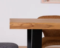 Meuble House Table de repas en teck recyclé massif “Lasia” design contemporain et pieds métal noir Online