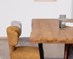 Meuble House Table de repas en teck recyclé massif “Lasia” design contemporain et pieds métal noir Online