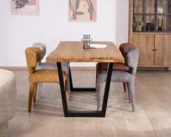 Meuble House Table de repas en teck recyclé massif “Lasia” design contemporain et pieds métal noir Online