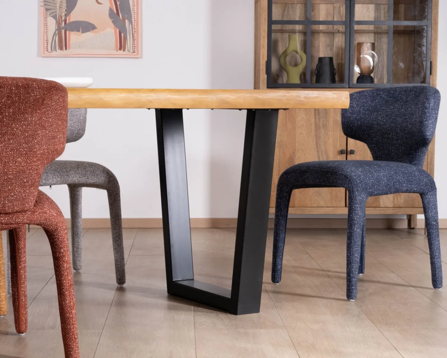 Meuble House Table de repas en teck recyclé massif “Lasia” design contemporain et pieds métal noir Online