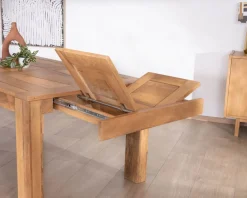 Meuble House Table de repas extensible en manguier teinte chêne clair "Jappéo" 160 à 250 cm Discount