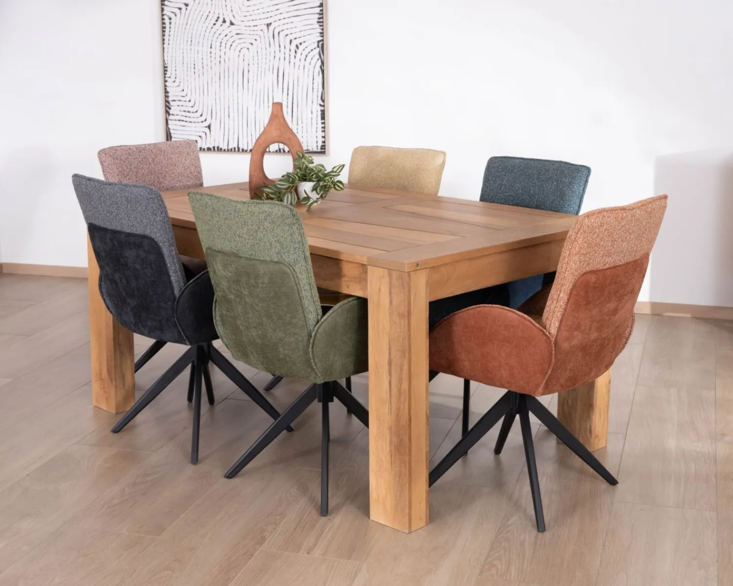 Meuble House Table de repas extensible en manguier teinte chêne clair "Jappéo" 160 à 250 cm Discount