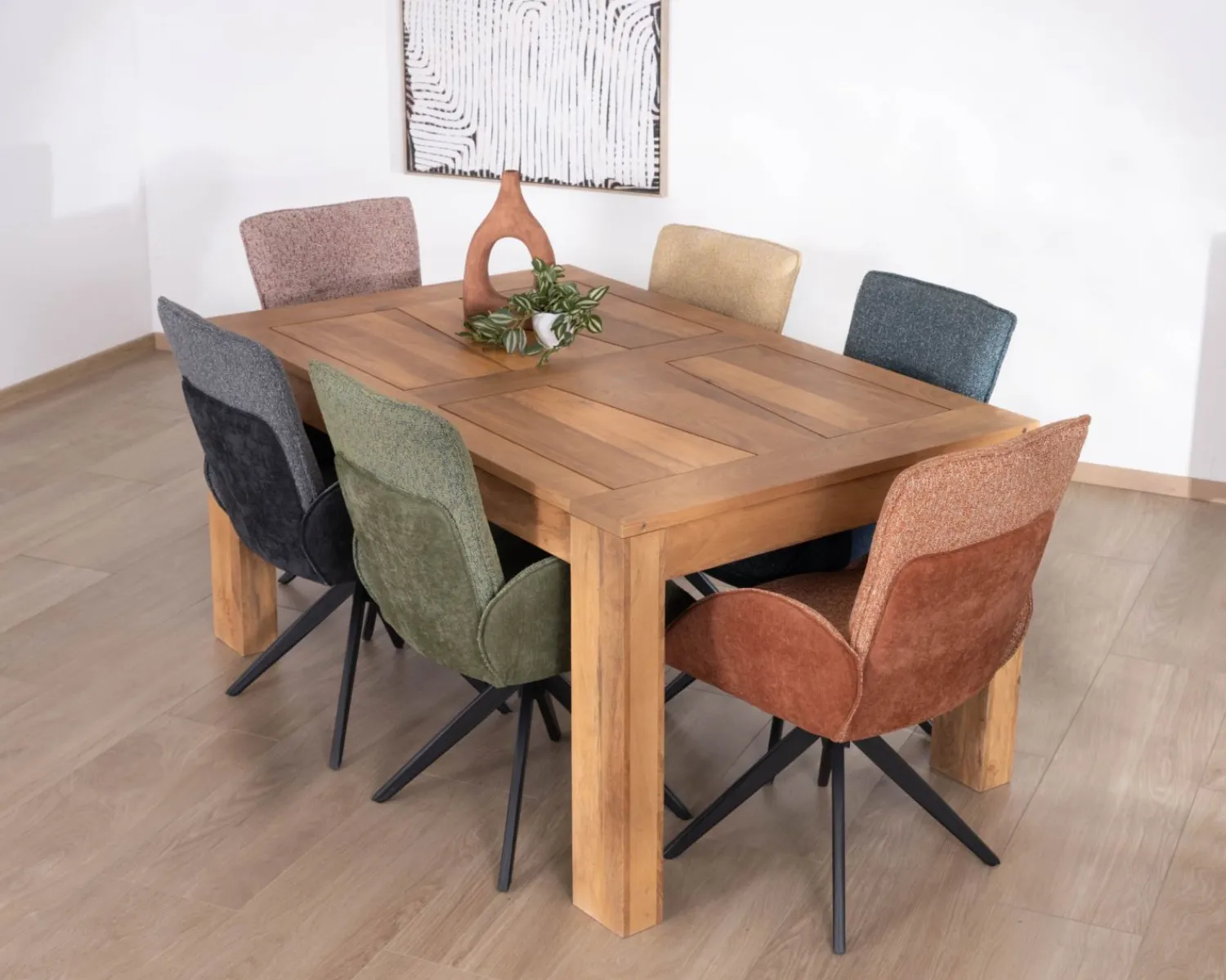 Meuble House Table de repas extensible en manguier teinte chêne clair "Jappéo" 160 à 250 cm Discount