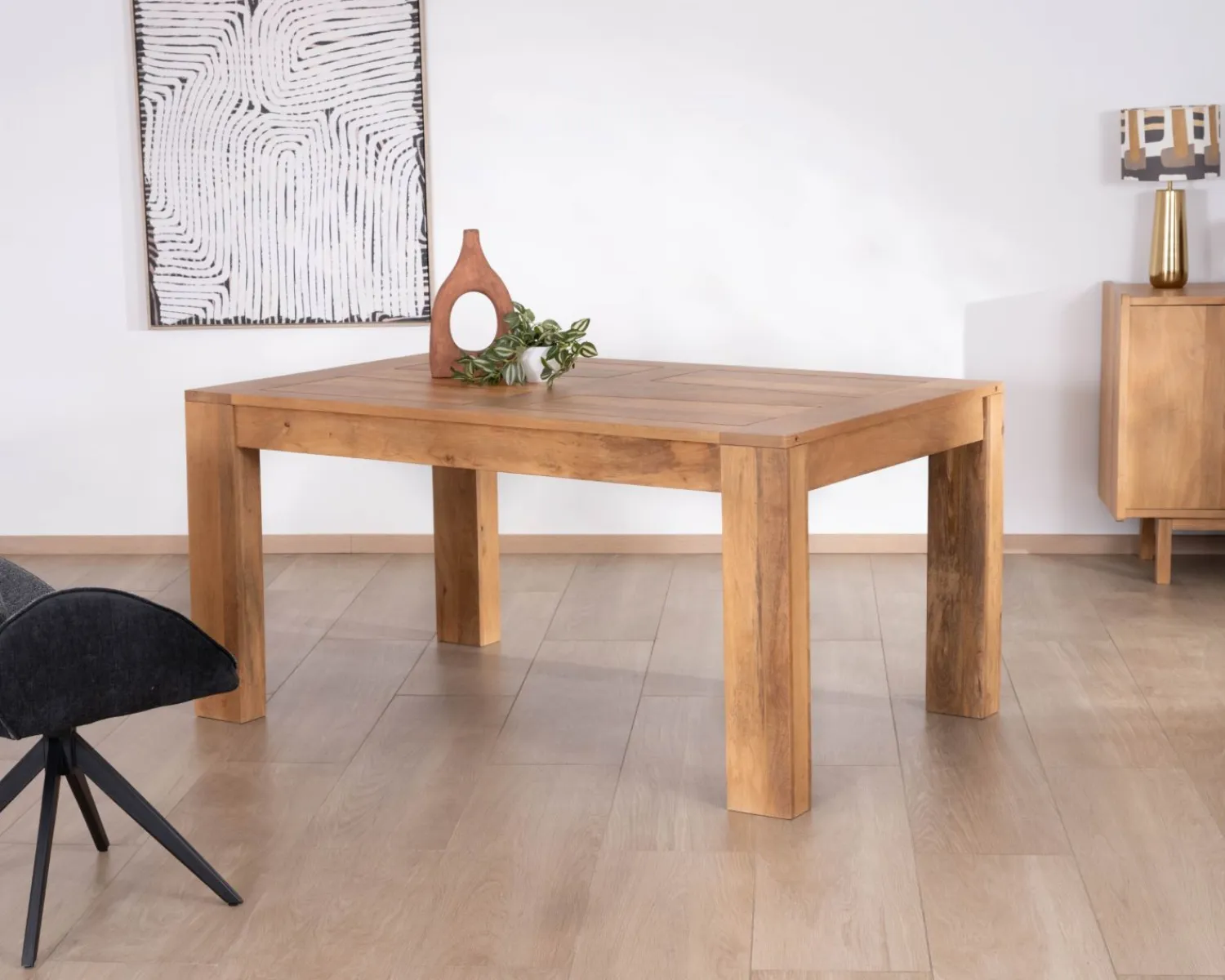 Meuble House Table de repas extensible en manguier teinte chêne clair "Jappéo" 160 à 250 cm Discount