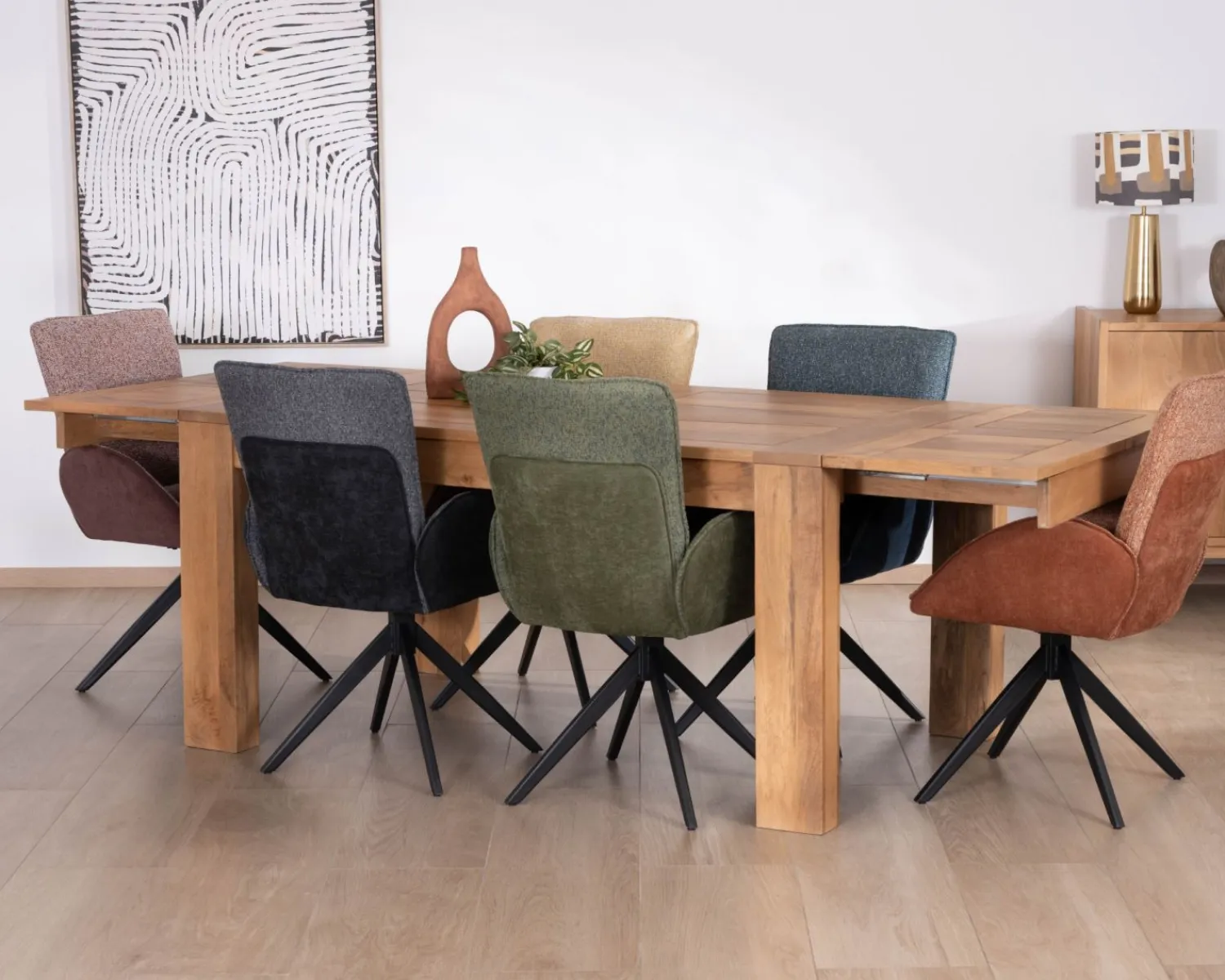 Meuble House Table de repas extensible en manguier teinte chêne clair "Jappéo" 160 à 250 cm Discount
