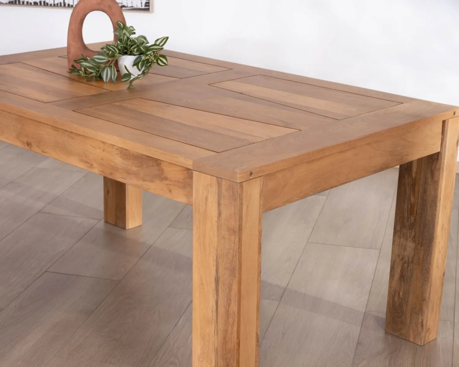 Meuble House Table de repas extensible en manguier teinte chêne clair "Jappéo" 160 à 250 cm Discount