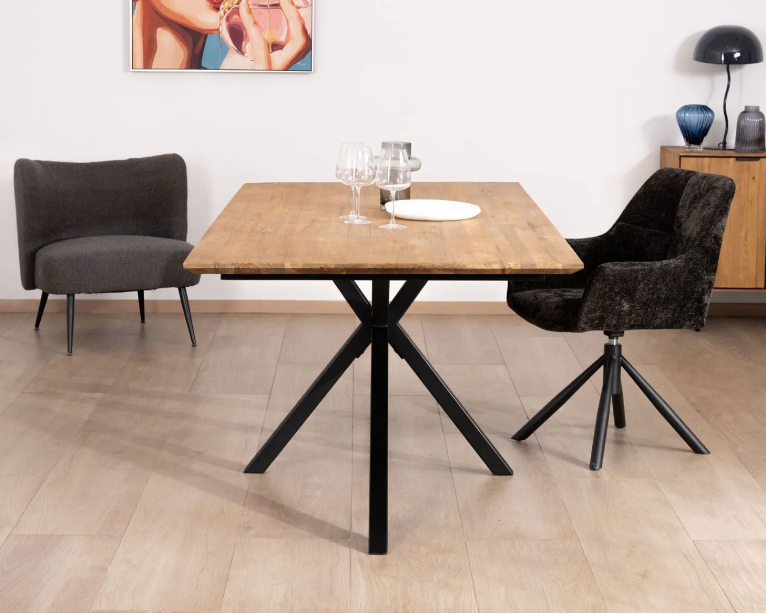Meuble House Table de repas 2 m en teck naturel "Bahia" pieds mikado métal Hot