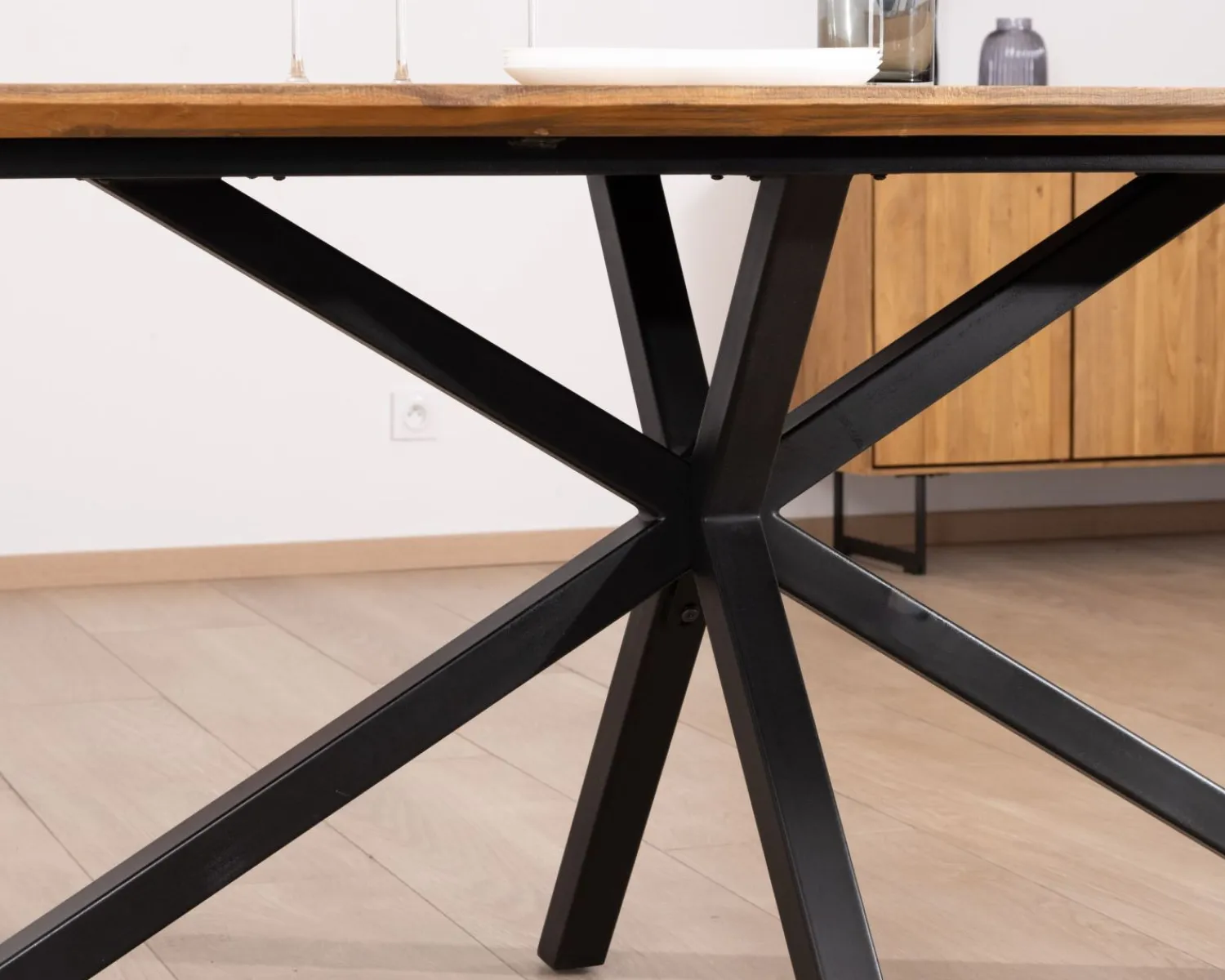 Meuble House Table de repas 2 m en teck naturel "Bahia" pieds mikado métal Hot