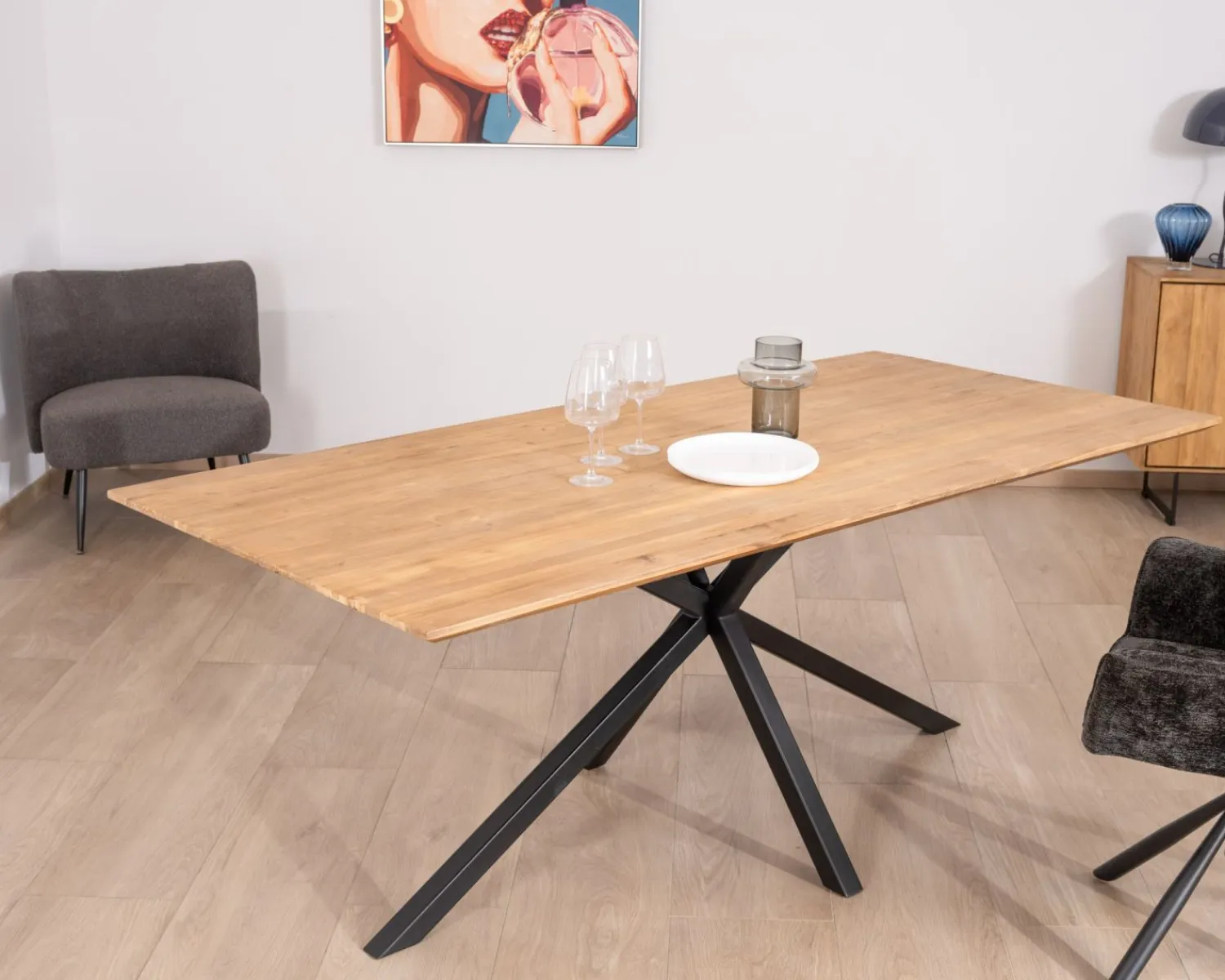 Meuble House Table de repas 2 m en teck naturel "Bahia" pieds mikado métal Hot