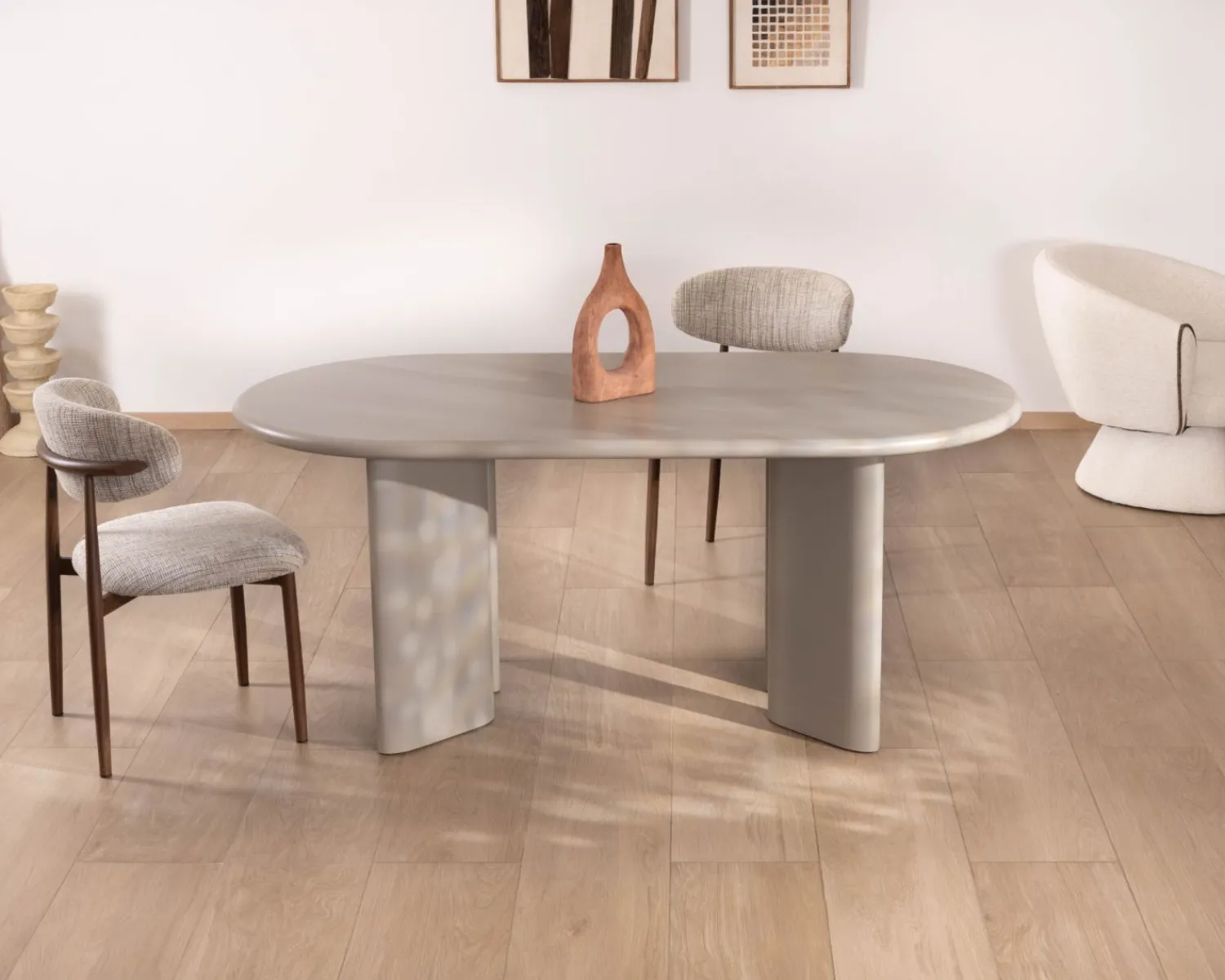 Meuble House Table de repas ovale 180 cm design moderne et épuré beige "Odyna" Discount