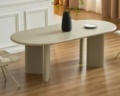 Meuble House Table de repas ovale 180 cm design moderne et épuré beige