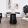 Meuble House Table de repas ovale 210 cm en teck noir pied central ajouré "Dutipi" Discount
