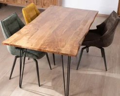 Meuble House Table de repas épurée et design en acacia et pieds métal