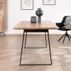 Meuble House Table de repas rectangulaire design aéré en acacia et piètement métal noir "Puzzle" 175 cm Sale