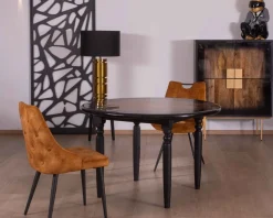 Meuble House Table de repas ronde bicolore aspect laqué en bois "Pop Vintage" 120cm Outlet