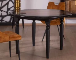 Meuble House Table de repas ronde bicolore aspect laqué en bois "Pop Vintage" 120cm Outlet
