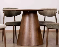 Meuble House Table de repas ronde 120 cm plateau céramique blanc effet marbre 