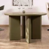 Meuble House Table de repas ronde coloris vert sauge "Odyna" 120 cm piètement sculptural Discount
