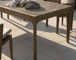 Meuble House Table de repas spécial outdoor 240cm en teck finition sablée et grisée 