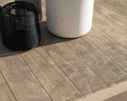 Meuble House Table de repas spécial outdoor 240cm en teck finition sablée et grisée 