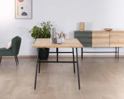 Meuble House Table de repas style épuré japandi plateau bois pieds métal "Elegancy" Discount