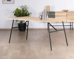 Meuble House Table de repas style épuré japandi plateau bois pieds métal "Elegancy" Discount