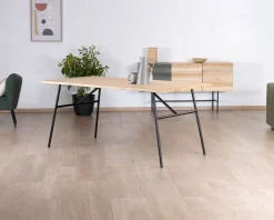 Meuble House Table de repas style épuré japandi plateau bois pieds métal 