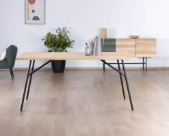 Meuble House Table de repas style épuré japandi plateau bois pieds métal 