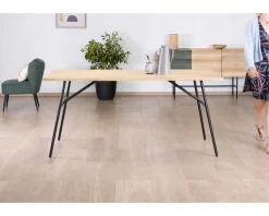 Meuble House Table de repas style épuré japandi plateau bois pieds métal 